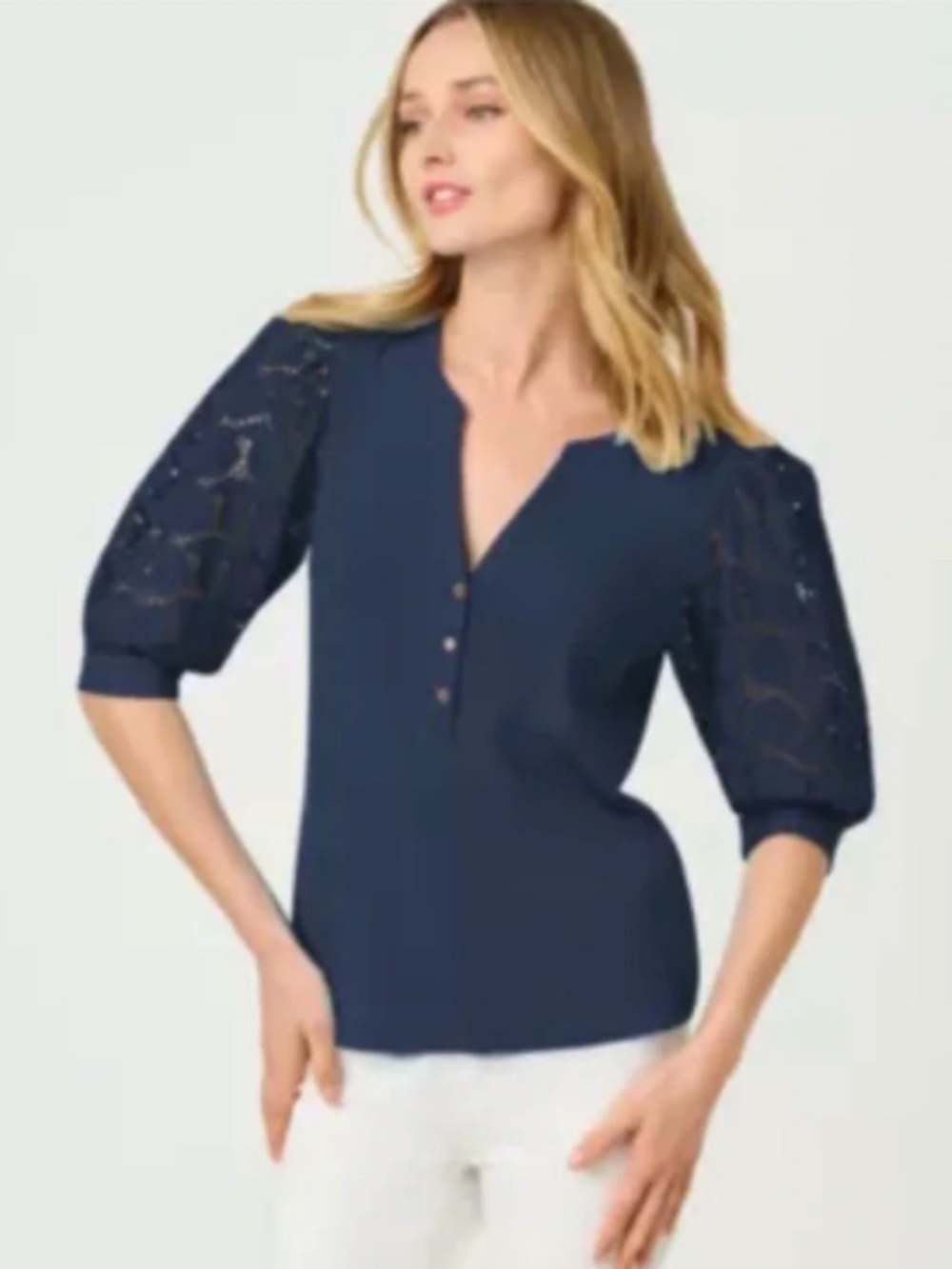 Lilly Pulitzer Ronson Eyelet Knit Top Size L NWT